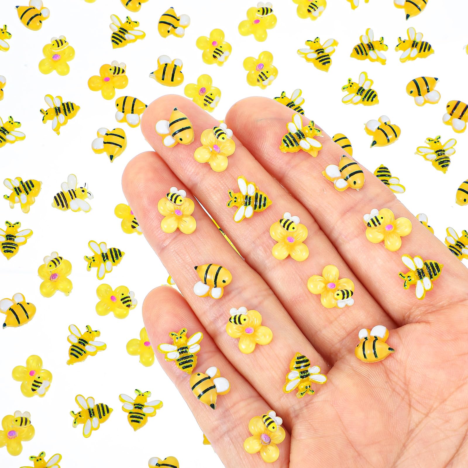 Matwsec 300PCS Mini Bees Resin Bees for Crafts DIY Miniatures Dollhouse Fairy Garden Micro Landscaping Home Decorations Bee Themed Party Supplies