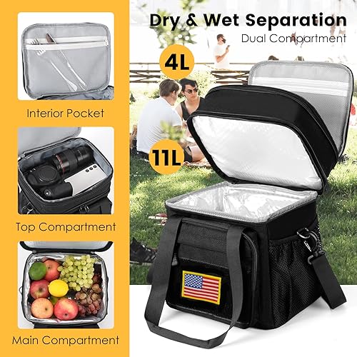 Miniatura 3 de Lonchera táctica para hombres, bolsa de almuerzo aislada expandible, lonchera resistente con correa para el hombro, bolsa enfriadora a prueba de