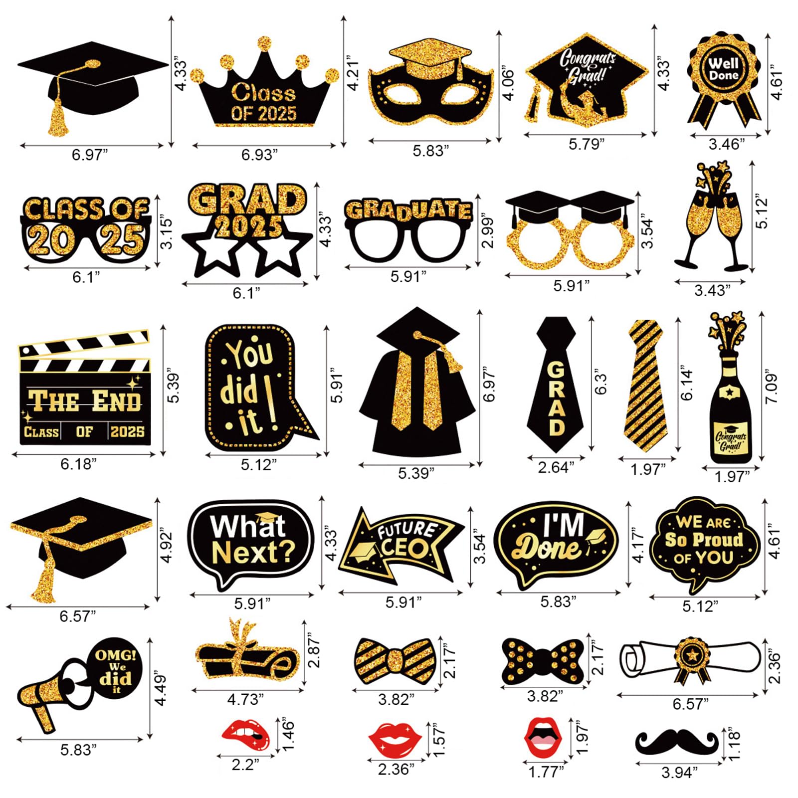 30 piezas de accesorios para cabina de fotos de graduación 2025, suministros de fiesta de graduación para la universidad, suministros de recuerdos de clase de decoración de graduación, juego de