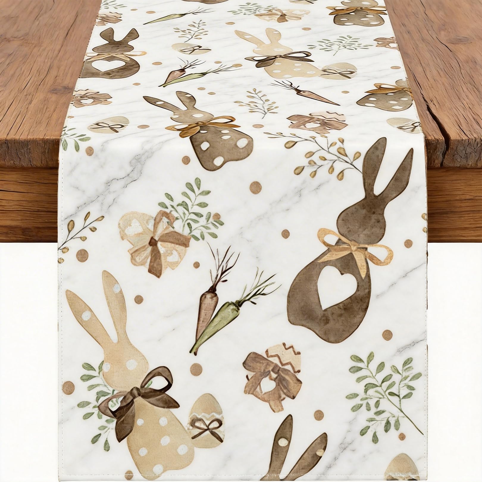 Easter Decorations Easter Table Runner Carrots Bunny Rabbits 183x33cm Spring Hessian Style Dining Table Decoration for Home Kitchen Party Seasonal Decor