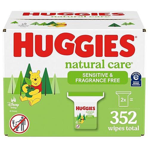 Huggies Natural Care Sensitive Baby Wipes, Unscented, Hypoallergenic, 99% Purified Water, 2 Refill Packs (352 Wipes Total) - Unscented - 176 Count (Pack of 2)