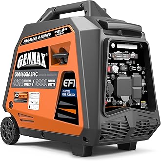GENMAX Fuel Injection Generator, 4600W ultra-quiet 159cc engine with Parallel and Series Capability, Electric & Remote Start with CO Alert and LED light digital display,EPA Compliant(GM4600iAEFIC)