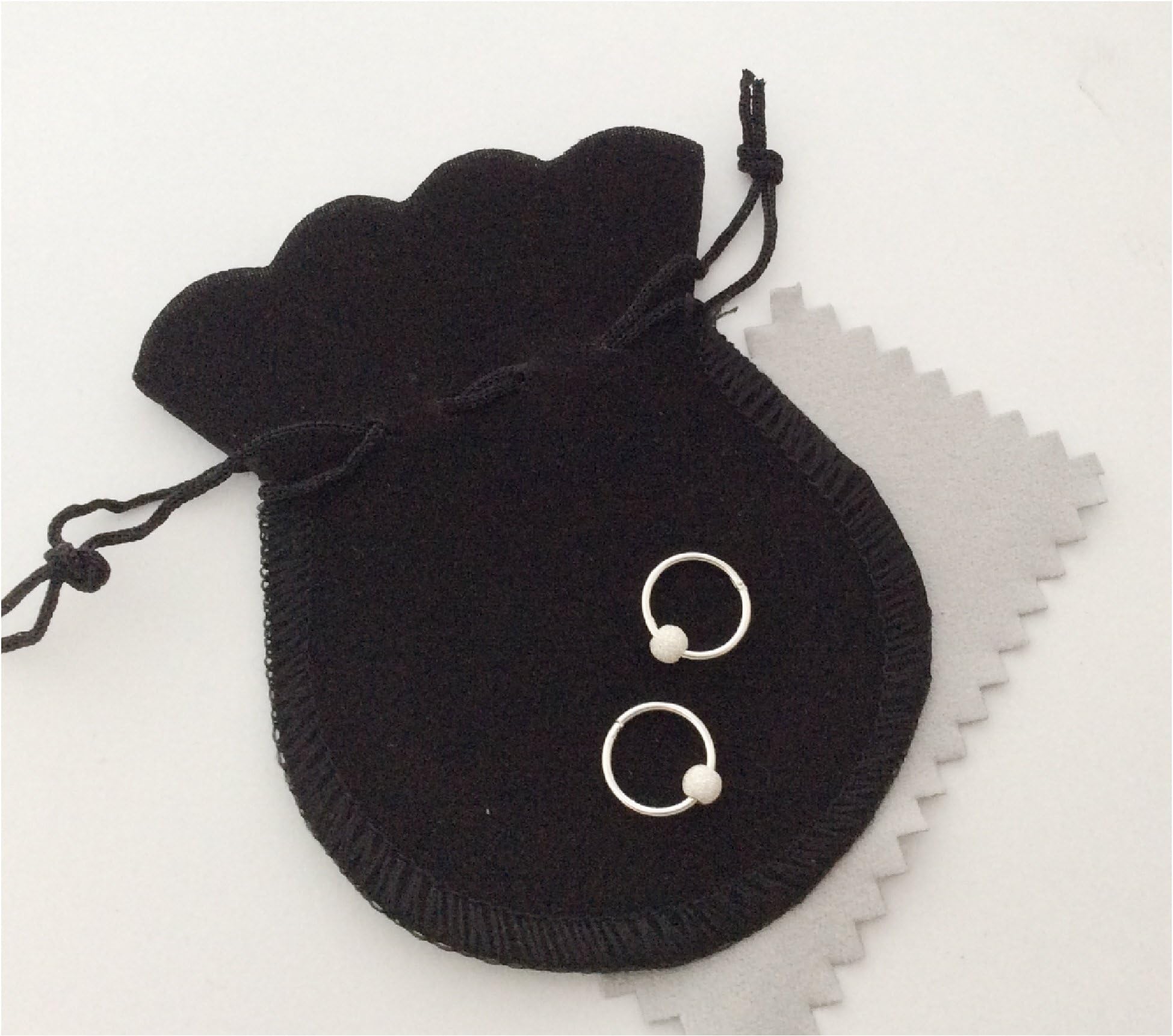 12mm Hoop Earrings, Silver, SILVER BEAD, .925 sterling silver, nose ring, sleeper hoop