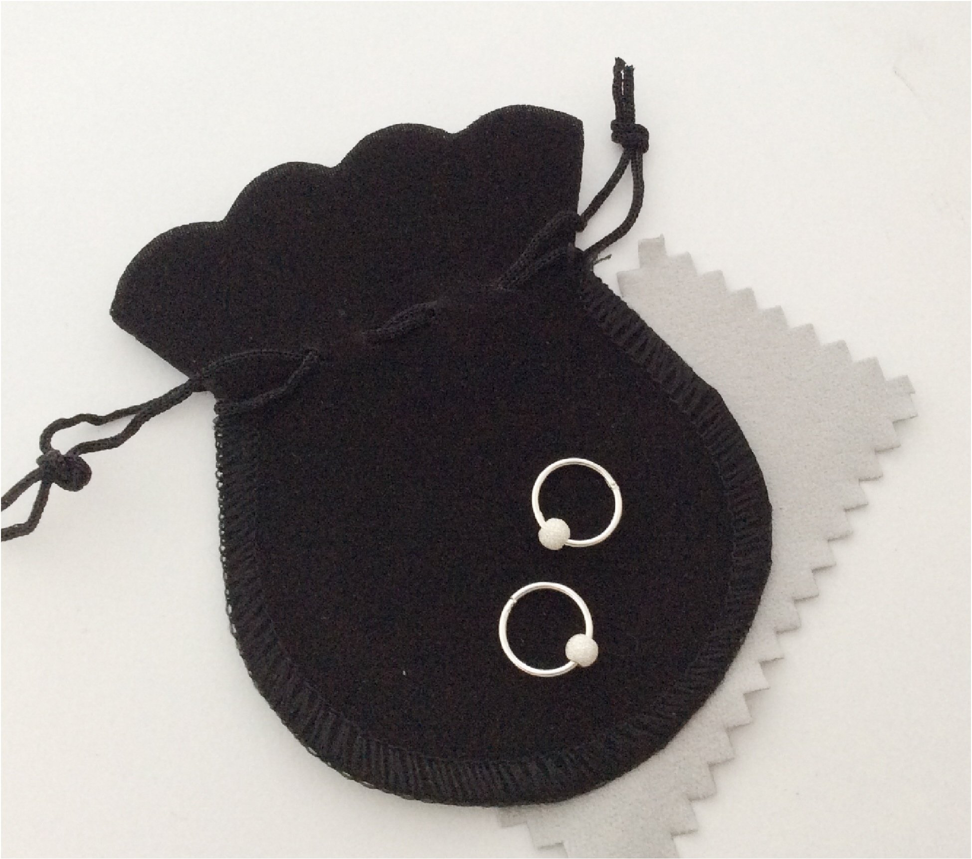 12mm Hoop Earrings, Silver, SILVER BEAD, .925 sterling silver, nose ring, sleeper hoop