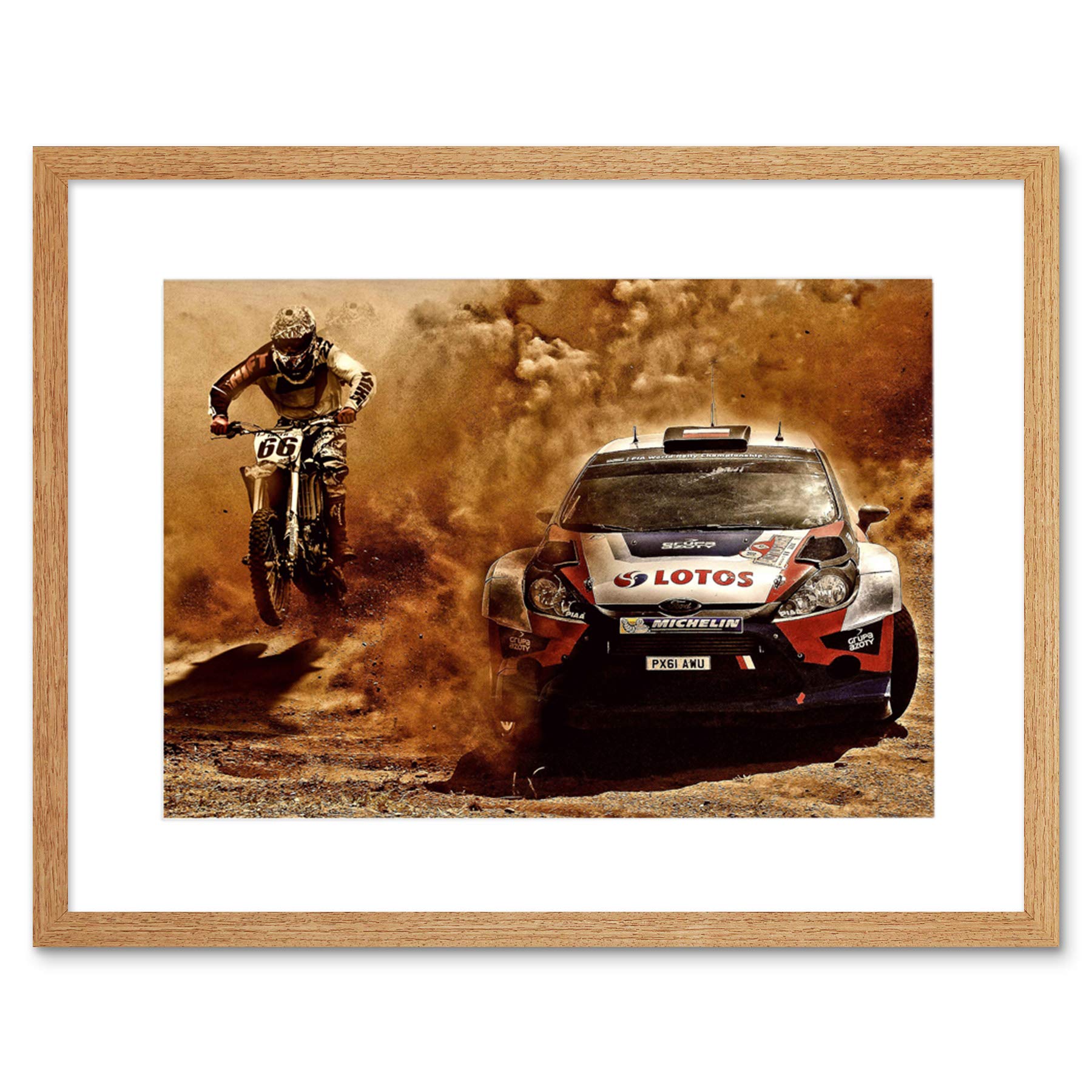 Wee Blue Coo Sport Motocross Bike Rally Car Dirt Race Framed Wall Art Print
