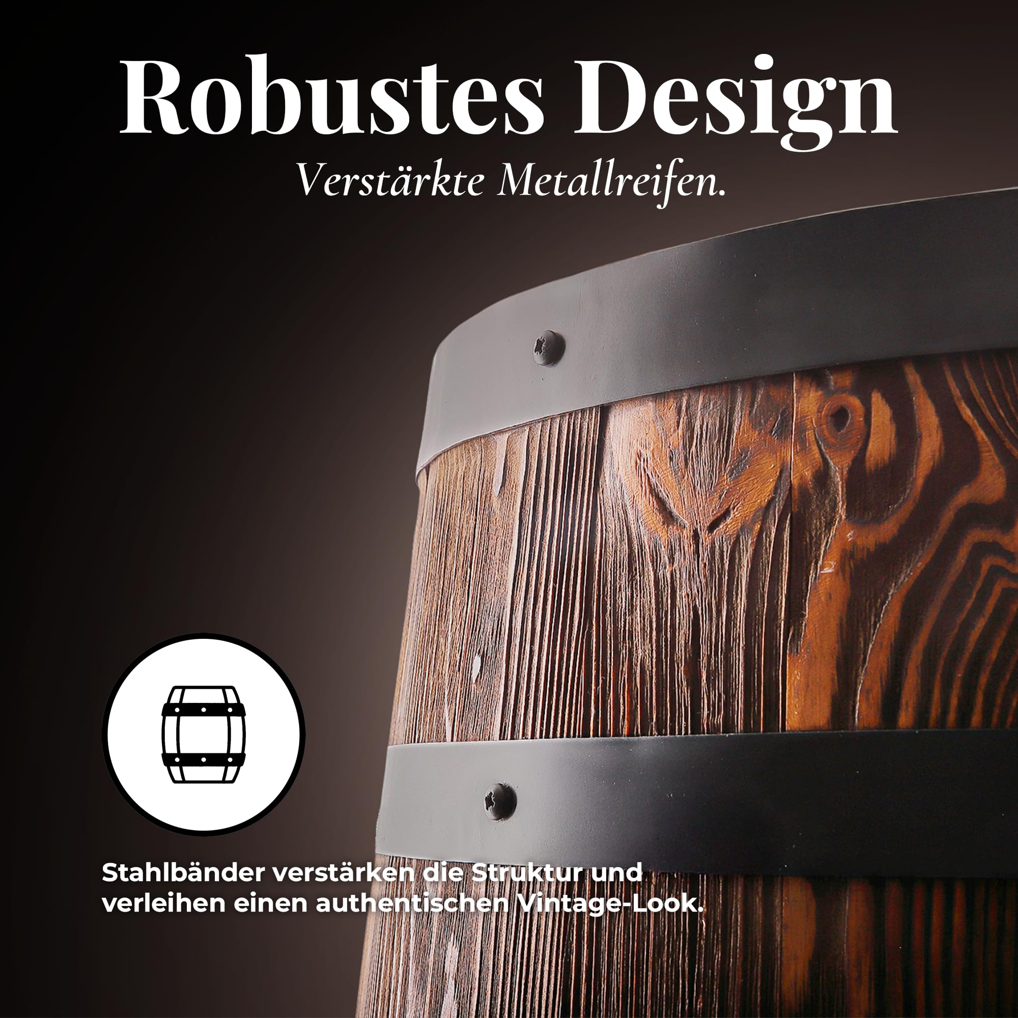Holzbar Fass 80x55 cm | Massivholz Barschrank für Whisky, Wein und Spirituosen | Hausbar mit Glashaltern | Handgefertigt in Europa | Bar Möbel im Vintage, Loft und Landhausstil