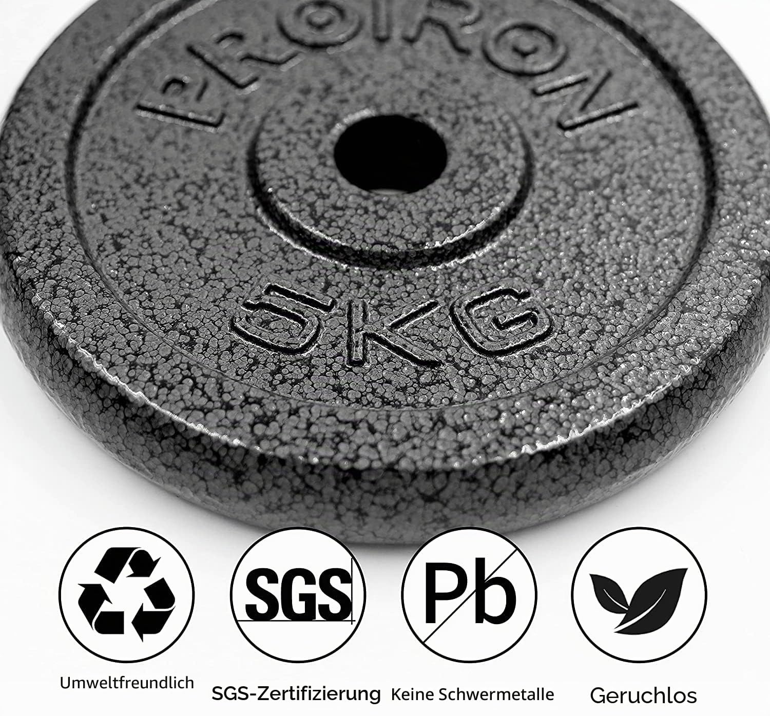 PROIRON Hantelscheiben-Set aus Gusseisen, 1,25 kg, 2,5 kg, 5 kg, 10 kg (verschiedene Größen) für 2,5 cm Hantelstange