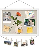 DAHAPYBOO Linen White Cork Board 17x12 Inch Hanging Bulletin Board for Office Home School Vision Board