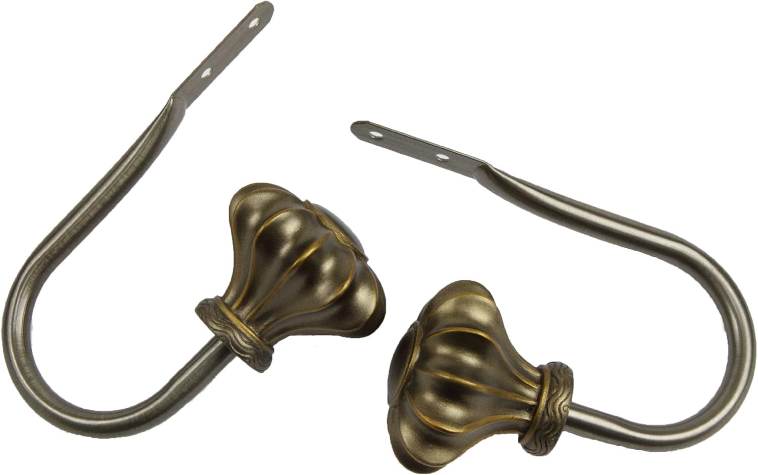 Rod Desyne Flair Curtain Holdback Pair, Antique Brass