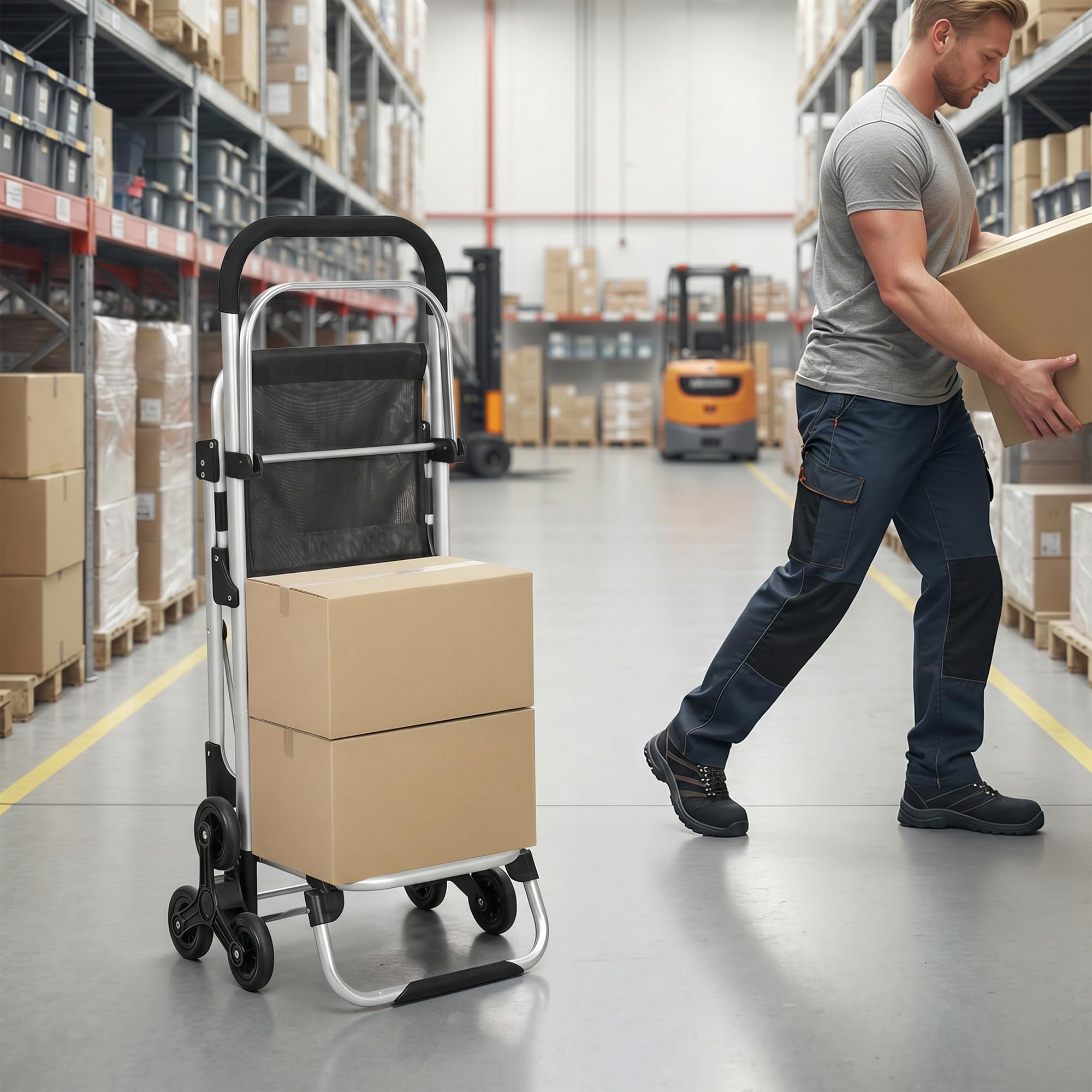 HOMCOM 3-in-1 Einkaufstrolley Klappbar mit Sitz 40L Kapazität Duneklgrau