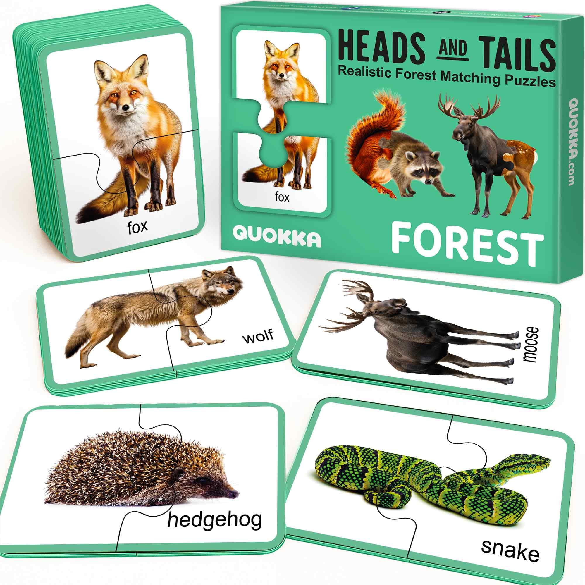 QUOKKA Toddler Puzzles Ages 2-4, 100% Self-Correcting 16 Realistic Matching Forest Animals