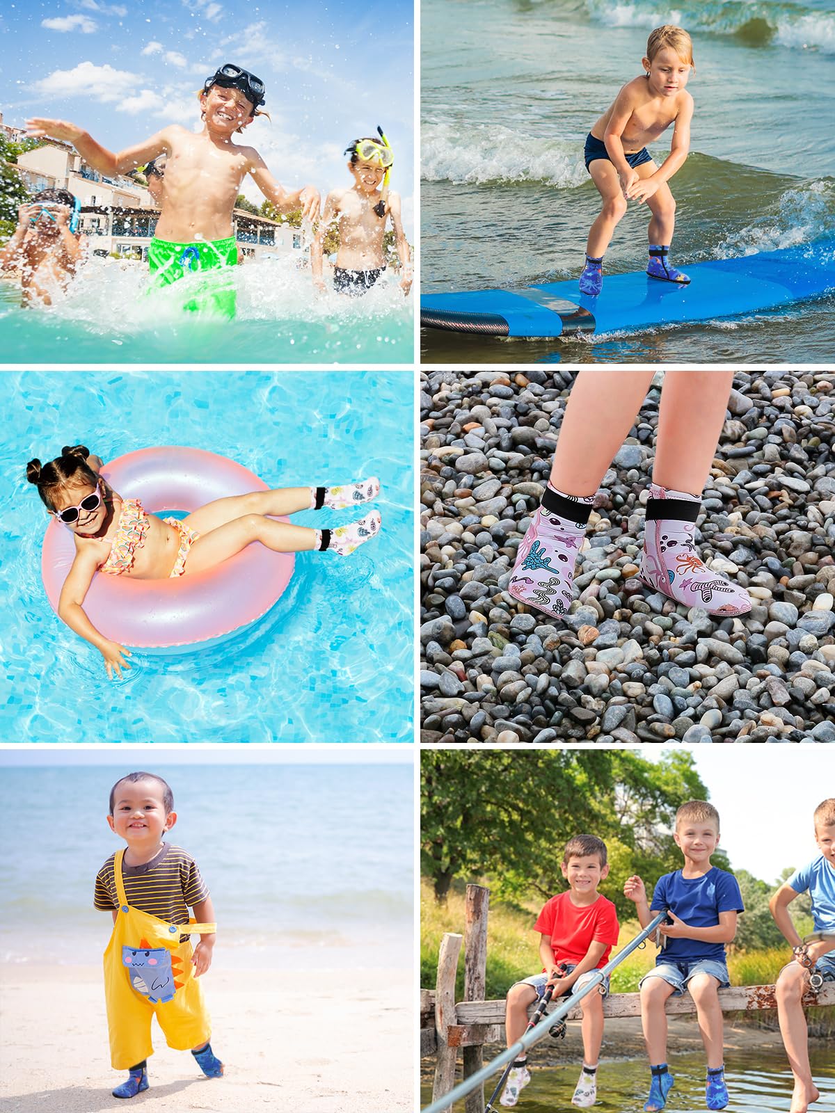 Calzari Neoprene Bambini, 3MM Calze Neoprene Calzini Neoprene per Ragazzi Ragazze per Immersioni, Nuoto, Sport Acquatici