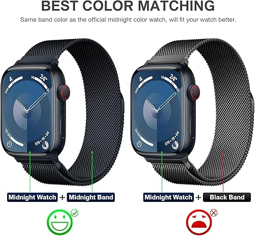 Miniatura 2 de Correa milanesa de acero inoxidable compatible con Apple Watch Band de 1.654 pulgadas, 1.732 pulgadas, 1.772 pulgadas, 1.775 pulgadas, 1.575