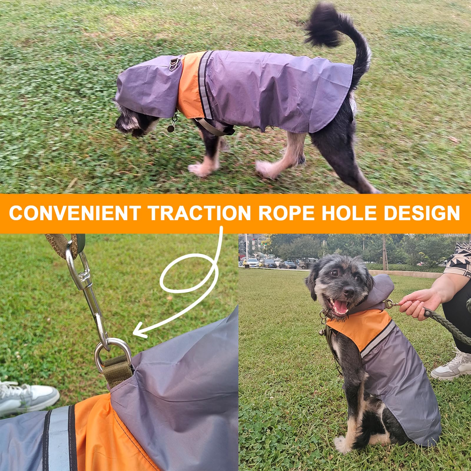 Imperméable pour chiens avec capuche et bandes réfléchissantes sûres, imperméable ultra-léger respirant, pour chiens de petite, moyenne et grande taille (moyenne)