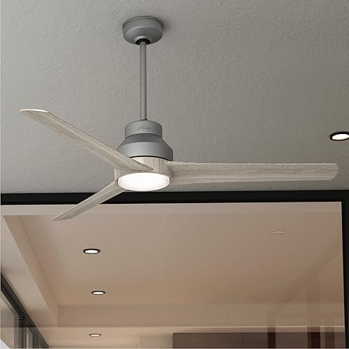 Miniatura 4 de HUNTER 50008 Ventilador de techo para interiores y exteriores con luz LED y mando a distancia, 60 pulgadas, color plateado