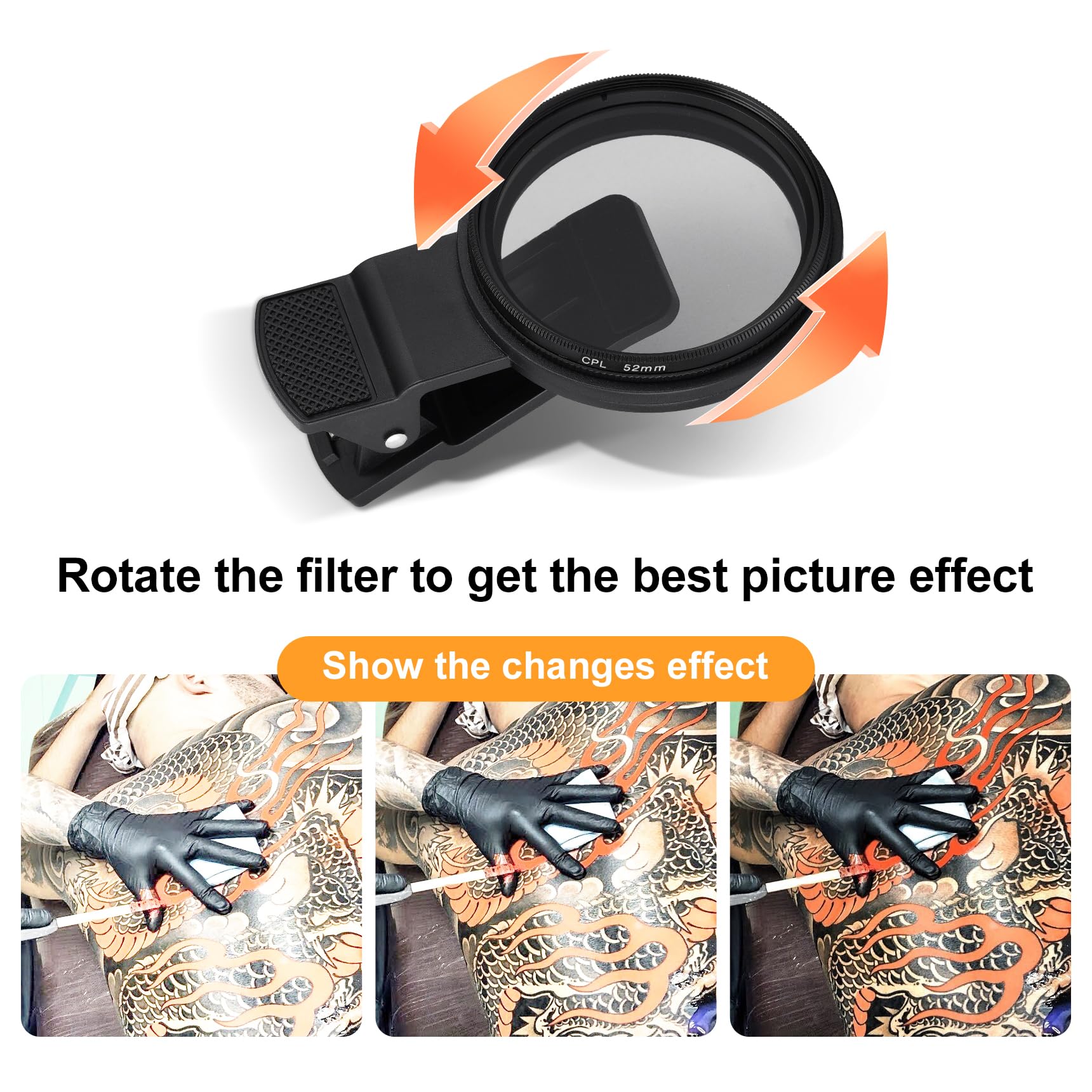 Lampada da lavoro a LED polarizzata con lenti per visione del tatuaggio e cornice extra per eliminare le ombre, alta definizione, dotata di supporto per luci a 360°
