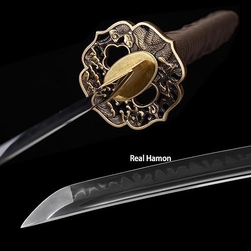 Miniatura 5 de Shinken of Swords Espada Katana hecha a mano de arcilla real templada, hamón de acero T10, espada samurái japonés, espada afilada completa