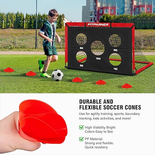 Miniatura 6 de Kids Soccer Goal for Backyard Set,2 Pack of 4x36x4 ft Portable Pop Up Soccer Nets,Complete Youth Training Equipment with Target,Ball & Cones for