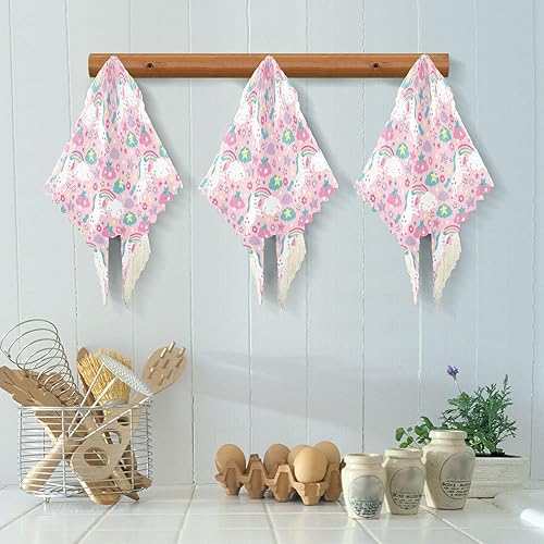 Miniatura 6 de linqin Pink Unicorns 6 Pack Absorbent Kitchen Microfiber Towels Print Cotton Rags Reusable for Restaurant Table