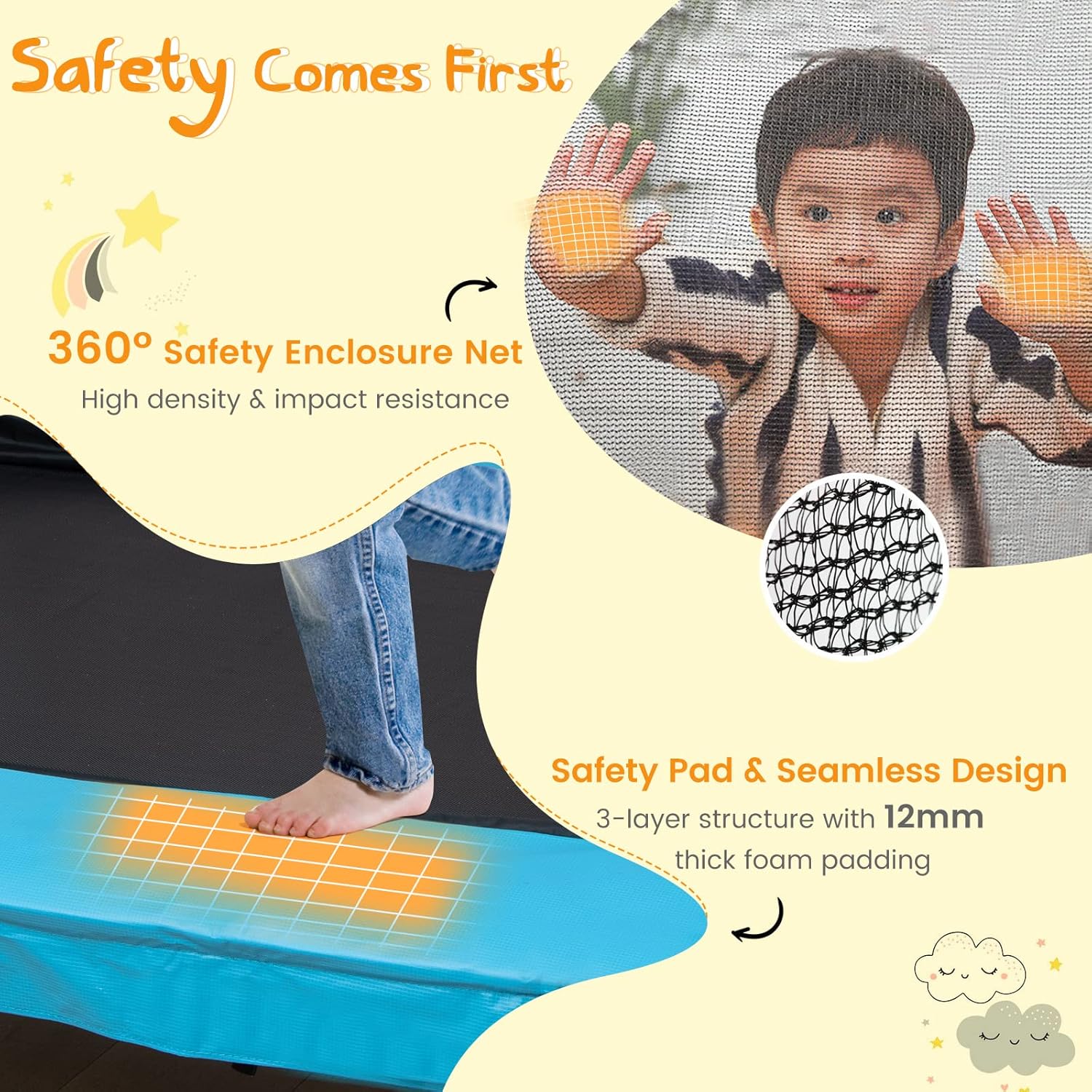 Goplus 6FT Rectangle Trampoline for Kids, 75” ASTM Approved Mini Toddler Trampoline with Swing, Horizontal Bar, Outdoor Indoor Recreational Rebounder w/Enclosure Net, Cover, Gift for Boys Girls