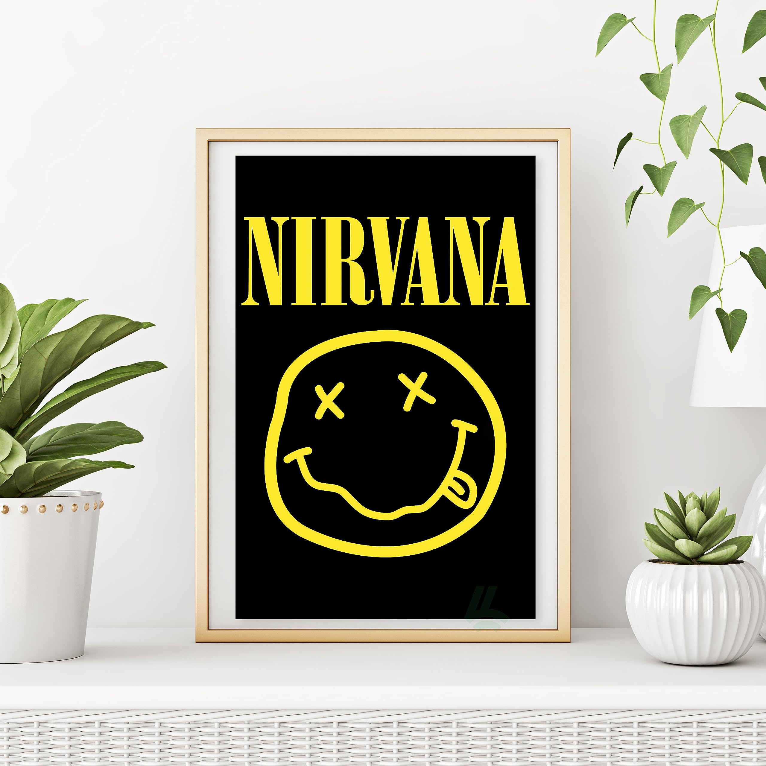 Nirvana Smiley Poster, 11x17 Classic Rock Band Art, Grunge 90s 