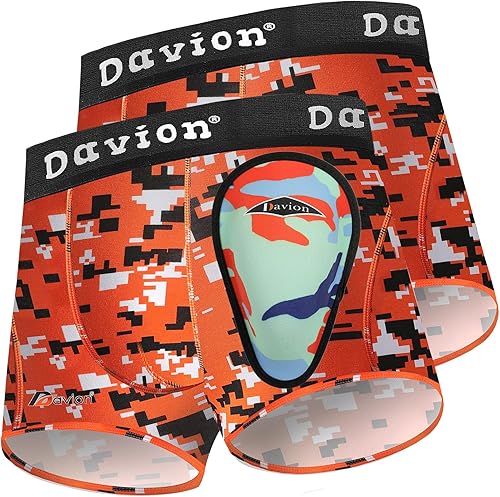 Davion Calzoncillos juveniles para niños, copa de béisbol, ropa interior con copa atlética suave para béisbol, fútbol, lacrosse