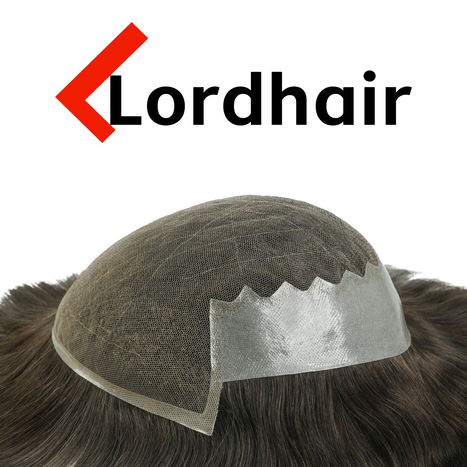 Lordhair Peluca Hombre,Peluquin Cabello Natural, cordón francés con el claro PU,Medida de la Base Peluquin 20X25 CM Prótesis Capilar para Hombres Cabello Natural Peluca Prótesis Capilar Hombre