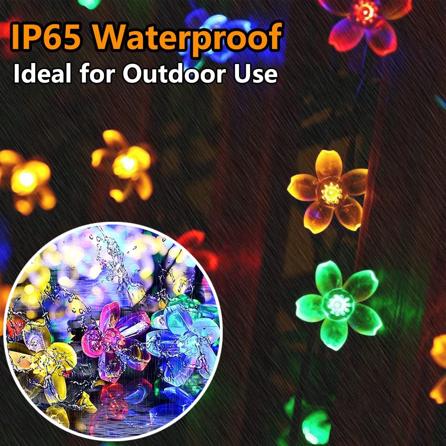 Solar Flower String Lights Outdoor, 7M/23ft 50 LED Waterproof Cherry Blossom Fairy Lights - Image 3