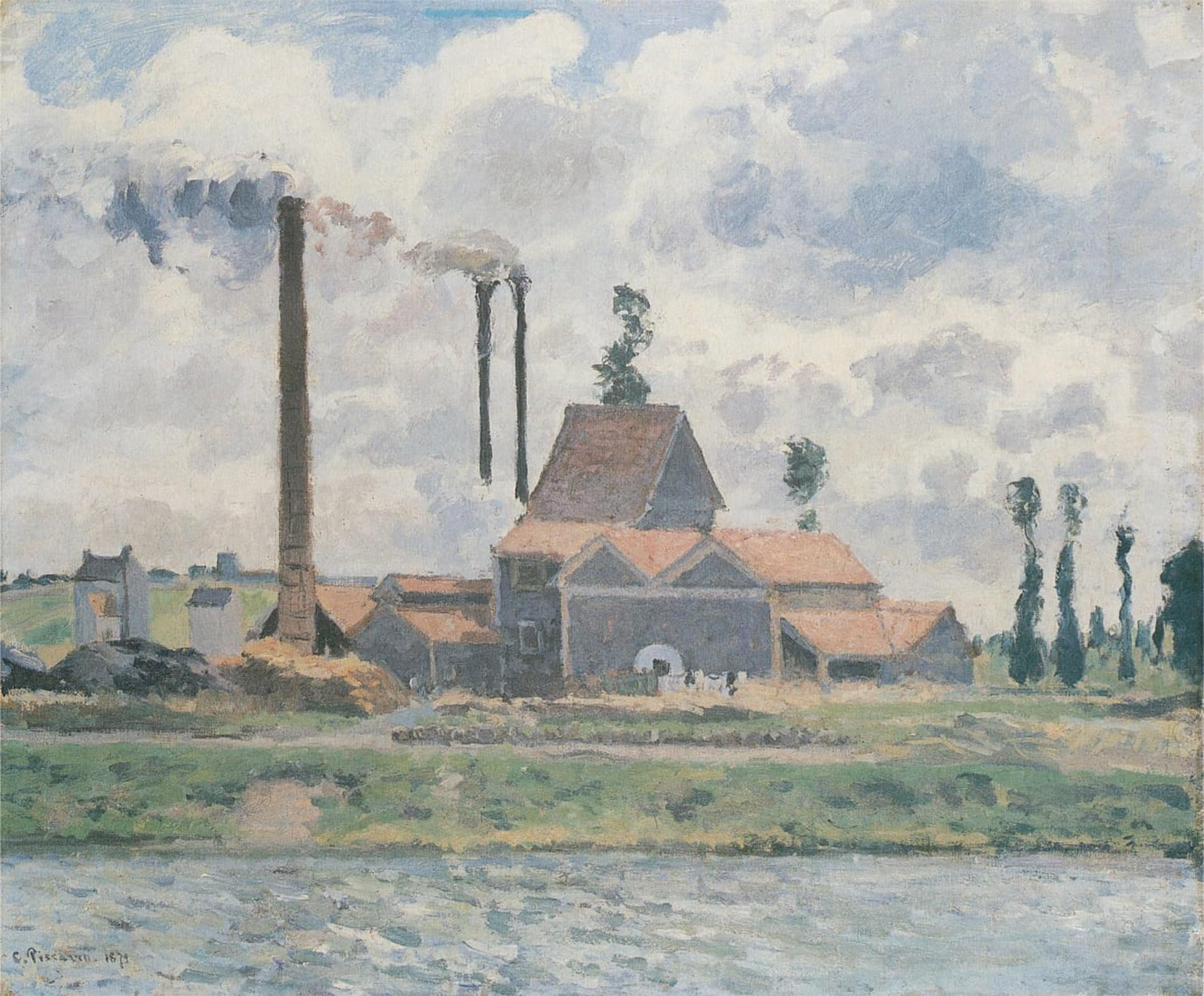 ARTXLXXBN Famous Print Painting Colorful Art Print Plant Near Pontoise by Camille Jacob Pissarro Canvas Art Decorations for Home Decor 60x90cm