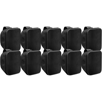 Pronomic OLS-5 BK DJ PA Outdoor Speaker for Garden Patio Restaurant 10x 80 Watt Protection Class IP56 8 Ohm 5.25 Inch Woofer Pack of 10 Black