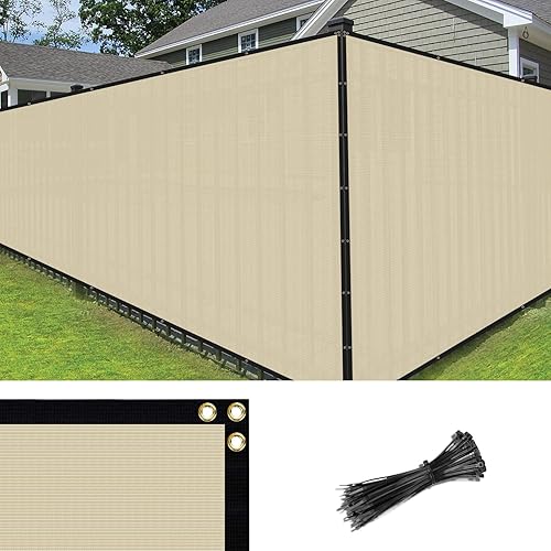 Miniatura 8 de Coarbor 8' x 12' Fence Privacy Screen Heavy Duty Windscreen Fencing Mesh Shade Net Cover for Garden Wall Backyard Patio Deck and Porch, Beige