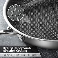 Vista 6 de Innerwell - Sartén de 12 pulgadas de acero inoxidable de tres capas con tapa, sartén grande antiadherente con revestimiento de nido de abeja