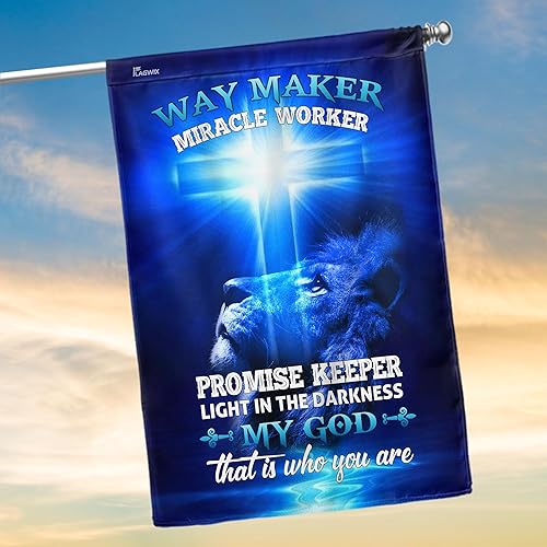Miniatura 9 de FLAGWIX Banderas estadounidenses patriotas cristianas "Way Maker Miracle Worker", decoraciones para el hogar, 30 x 40 pies para casa, lona