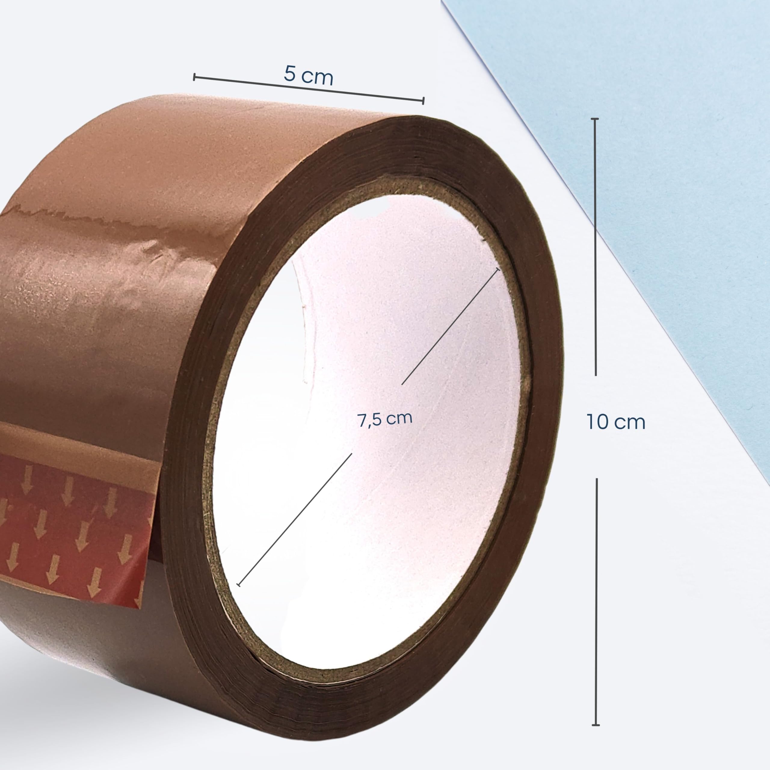 RAYLU PAPER - Rotoli di tenuta, nastro adesivo per imballaggio di scatole di spedizione resistente ed extra forte, 66 metri x 50 mm di larghezza (1 unità, marrone)