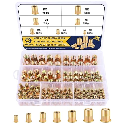 Bonost 90 tuercas remachables de 14"-20 piezas Tuerca de remache roscada SAE Tuerca de remache de acero al carbono para plástico, fibra de vidrio,