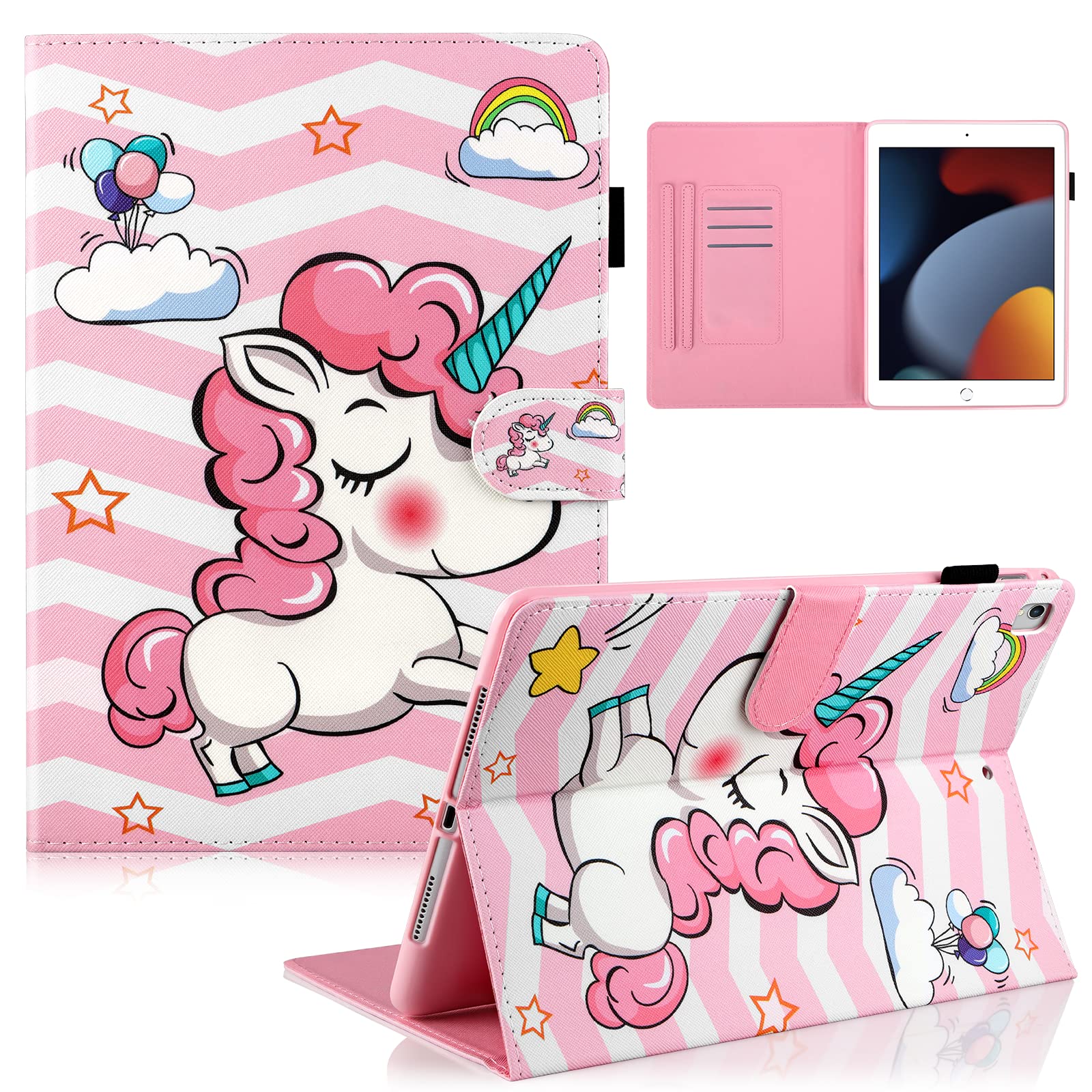 ELOVEN for iPad 6th 5th Generation Case iPad 2018 2017 9.7 inch with Pencil Holder Slim Fit Tablet Stand Case Angle Adjustable Auto Wake/Sleep Full Body Protection Cover for iPad 9.7 inch Pink