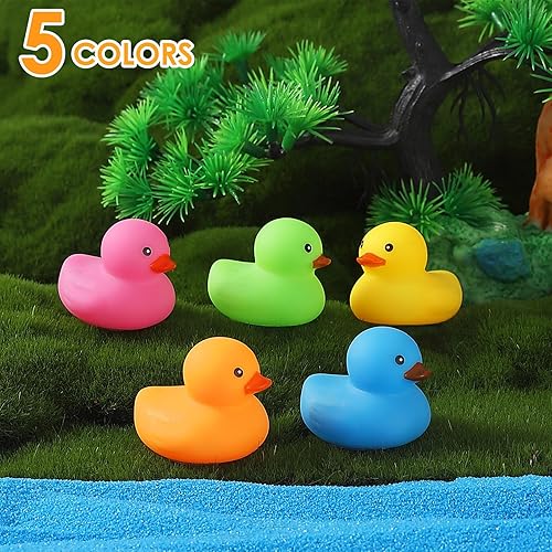 Miniatura 4 de 50 piezas de juguetes de baño de pato de goma, patos de baño multicolor a granel, pato flotante para bebé, juguete de baño para ducha, fiesta de