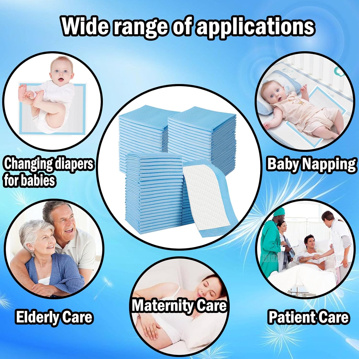 smilixin 100 Pack Disposable Changing Pad,Baby Incontinence Changing Pads,High Absorbent Breathable Underpads,Waterproof Leak Proof Diaper Changing Pad,for Baby Adults Pets Pee Pad,13 x18 in