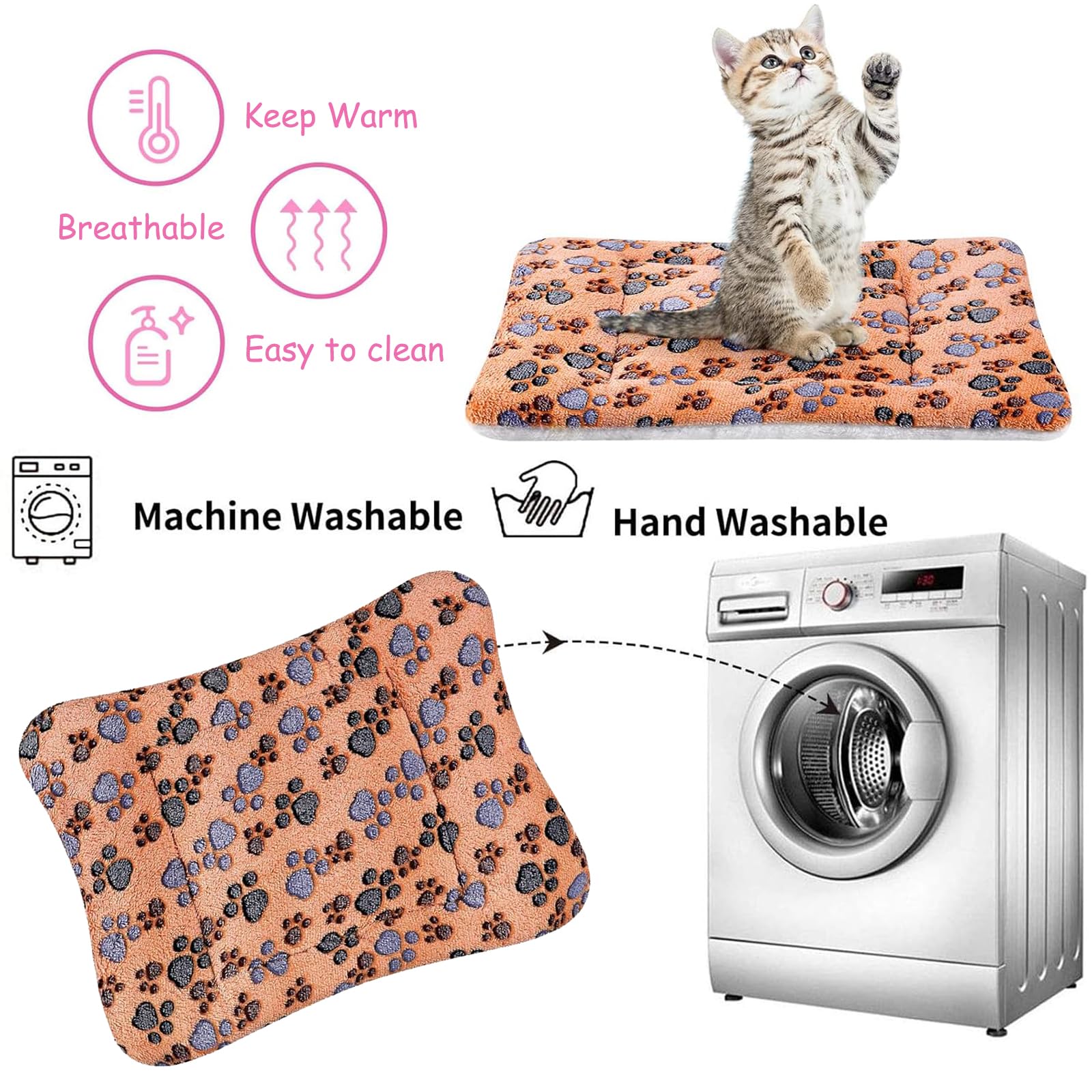 EULAPGOE 4 Pcs Dog Crate Bed Mattress, Fleece Pet Cushion Bed Mat, Washable Cat Cushion Pad for Small Dog Cat Puppy - Image 4