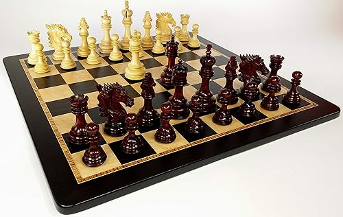 Miniatura 2 de HPL 4 Queens - Juego grande de ajedrez King Staunton Dragon Knight de lujo de 4 5/8 pulgadas con tablero de arce de ébano y birdseye, sin