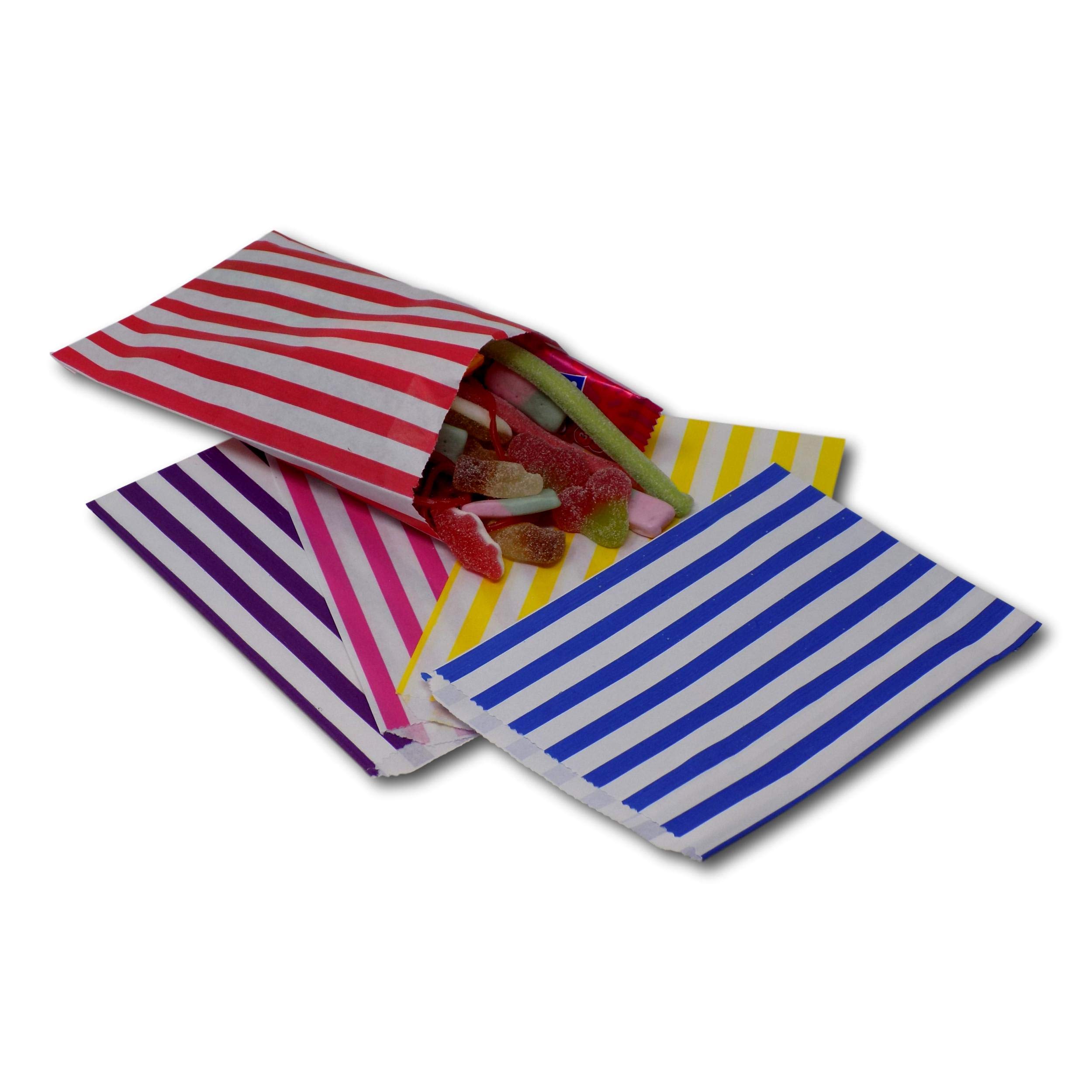 EPOSGEAR® 5" x 7" Premium 45gsm Kraft Paper Coloured Candy Stripe Sweet Paper Party Bags - Ideal for Gift Shops, Wedding Favours, Candy Carts, Buffets etc (Mixed, 5000 Bags)