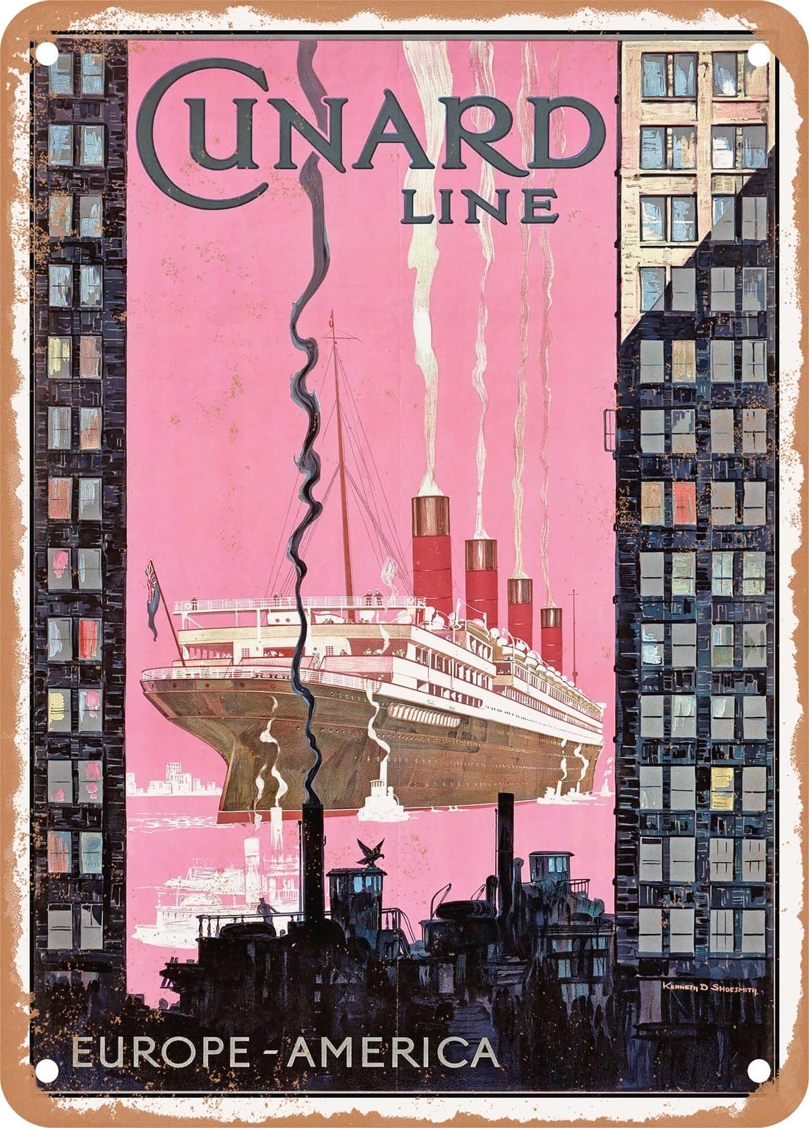 Miaomansenstore Metal Sign - 1920 Cunard Line Europe America Vintage Ad 2 Home Decor