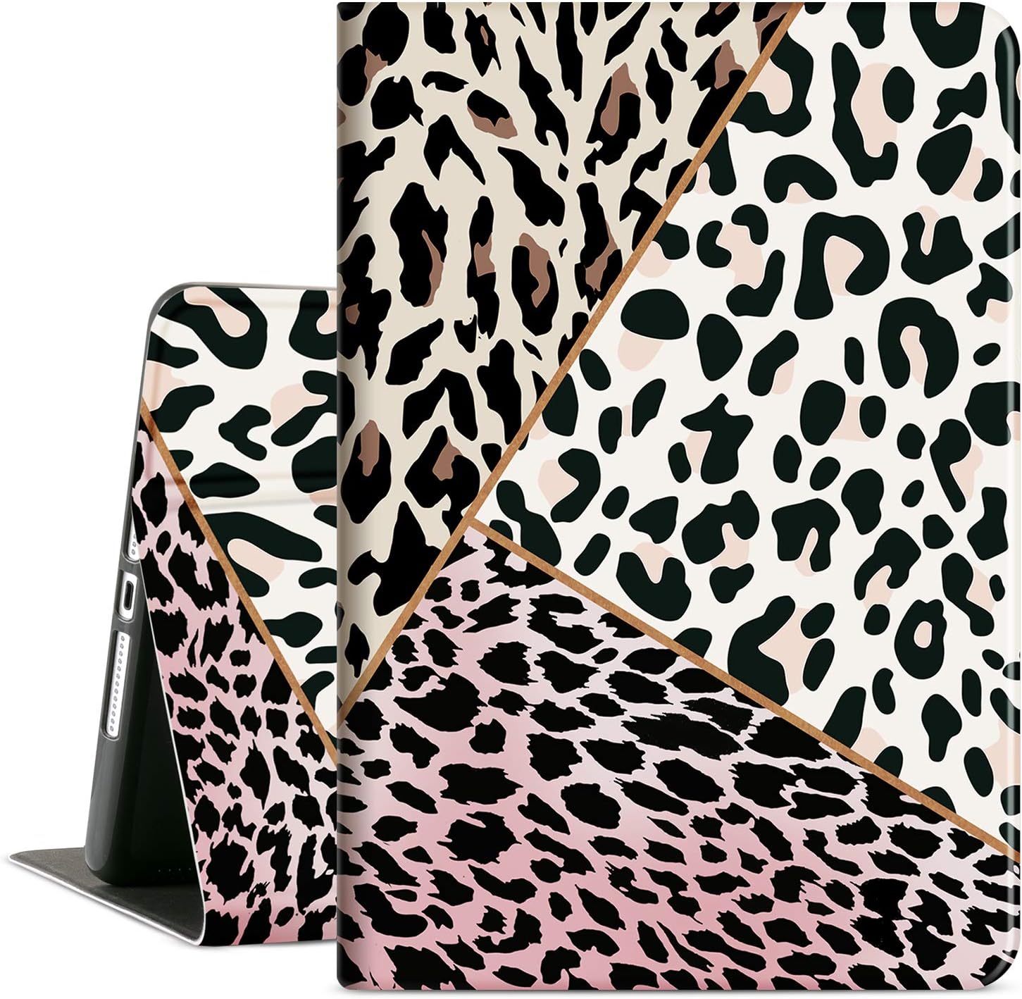 Case for iPad 9th Generation, Case for iPad 8th/7th Generation, Case for iPad 10.2 Inch Multi-Angle Viewing Case with Adjustable Stand Auto Wake/Sleep,Leopard