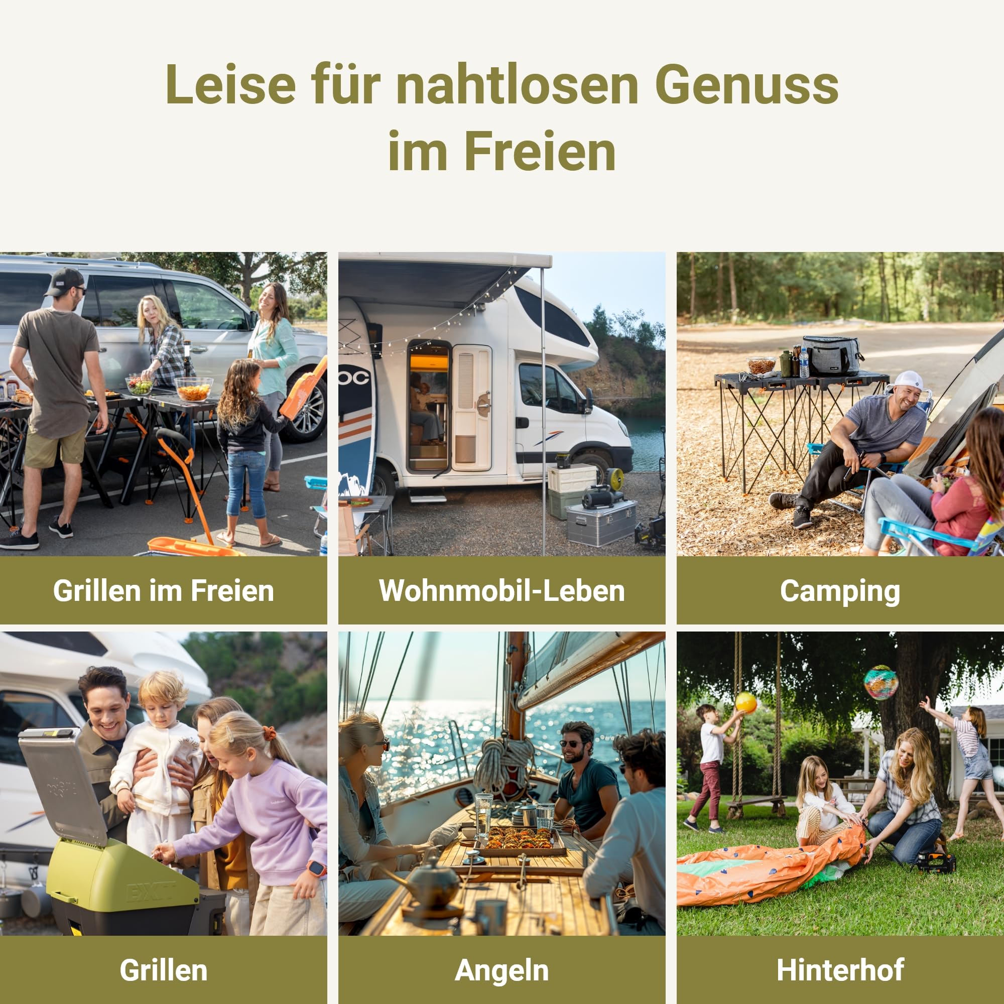 EXIT Akku-Nebelventilator EX022 20V,ideal für Camping, Grillpartys & Strand | 3 Geschwindigkeiten, 3 Nebeleinstellungen, bis 8 Std. Laufzeit, 60° Schwenkkopf, für Camping, Grillpartys & Strand, 19L Eimer