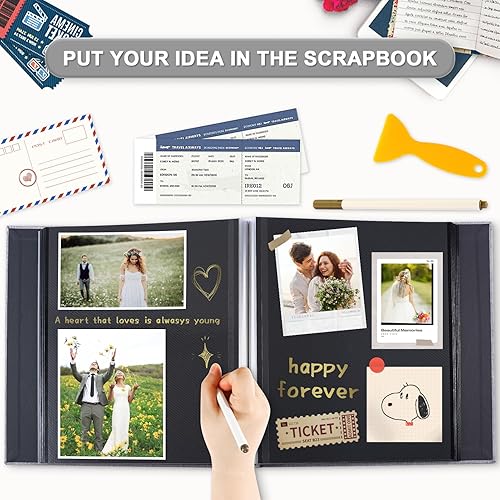 Miniatura 3 de Álbum de fotos autoadhesivas, álbumes de recortes, álbumes de fotos magnéticos para fotos de 4 x 6, 5 x 7, 8 x 10 pulgadas, libros con páginas