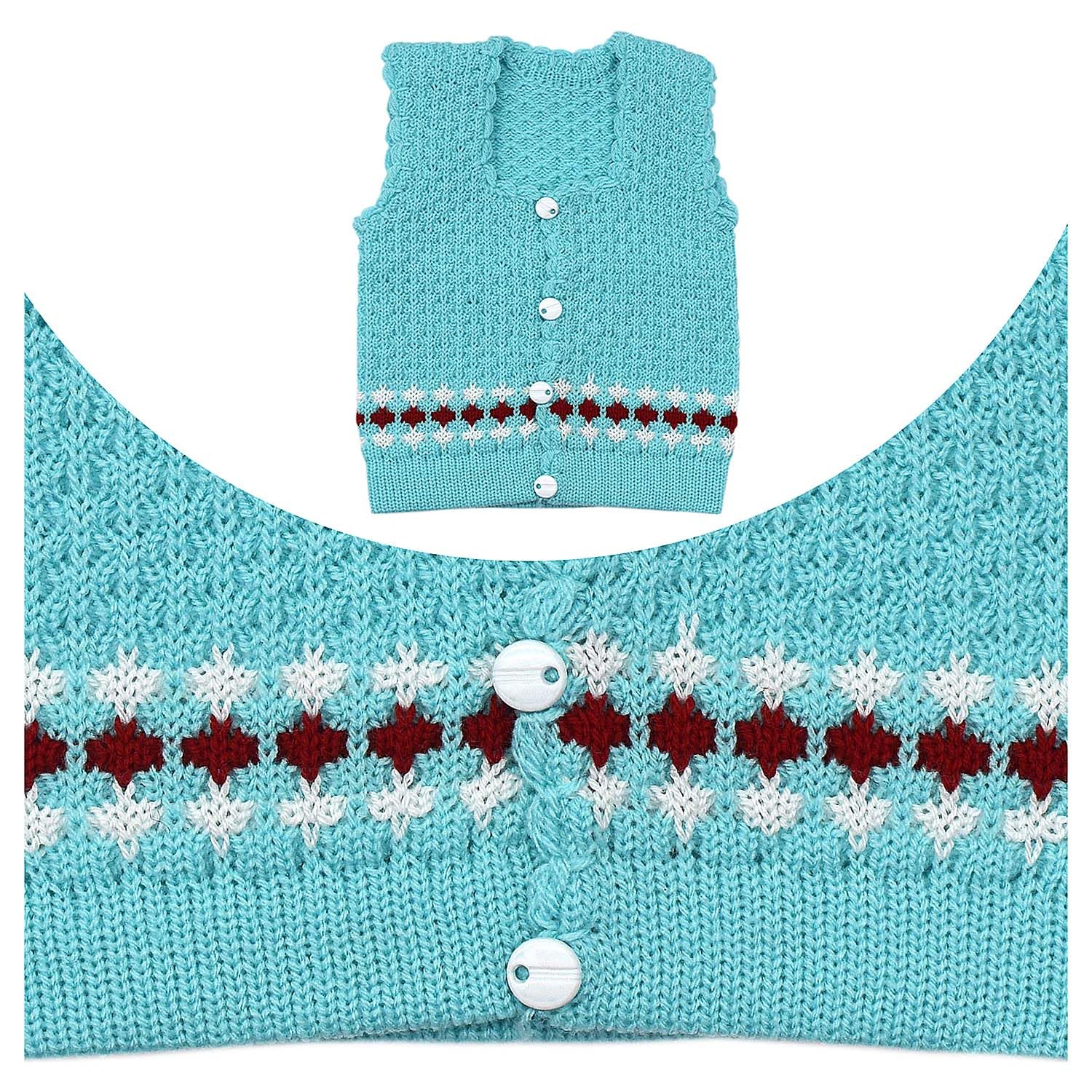 KIDSKA Woolen Sleeveless Sweater for Kids/Baby Girl Soft Woolen Sweater Suit(Multicolor, 9 to 12 Months) Pack of 3 - Image 4 thumbnail