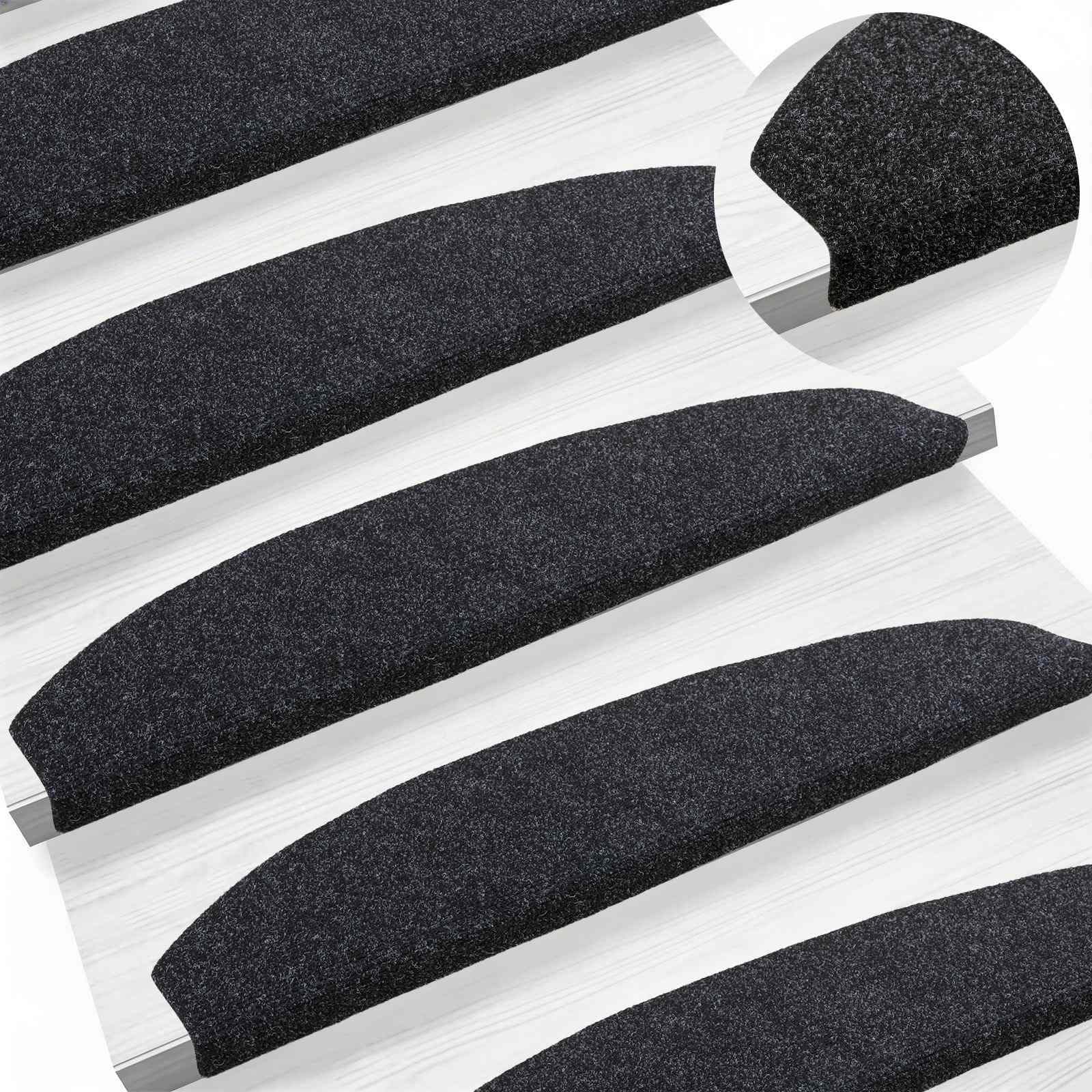 vidaXL Selbstklebende Stufenmatten 15 STK. 80 x 24,5 x 3,5 cm Schwarz