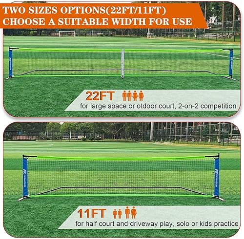 Miniatura 4 de Portable Pickleball Net, Regulation Size 22FT and 11FT Half Court 2-in-1 Pickle Ball Net with 2 Pickleballs and Carry Bag for Driveway, Backyard,