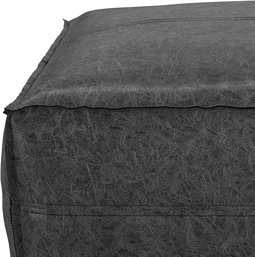Miniatura 51 de SIMPLIHOME Brody - Puf cuadrado grande de 30 pulgadas de ancho, color gris envejecido, otomana de piel sintética vegana, reposapiés o asiento