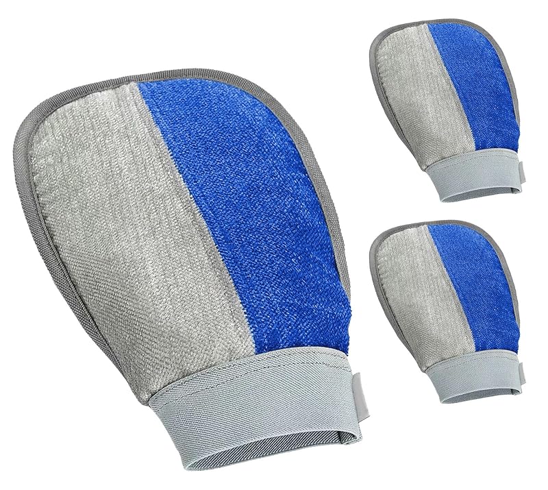 Luva Removedora de Pelos para Cães e Gatos Huvamind, Lavável, 3 unidades BlueGrey